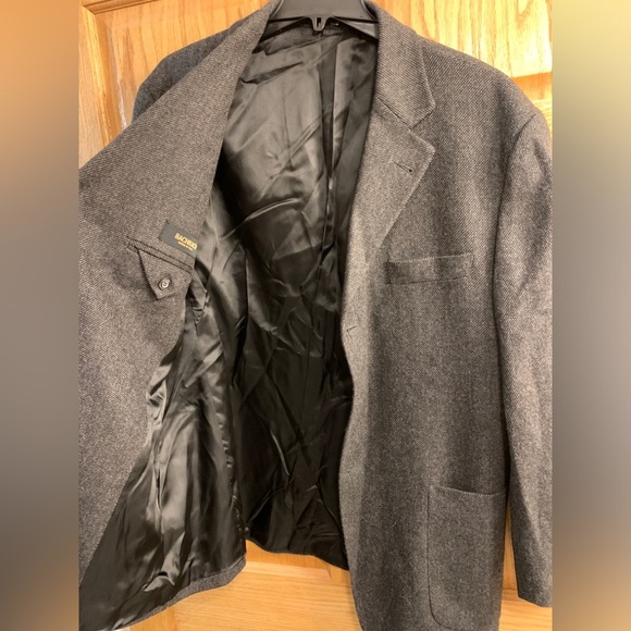 Ejoven by Farrah Charcoal Gray Herringbone Tweed Mens Sport Coat Blazer Size 40R - Picture 7 of 9